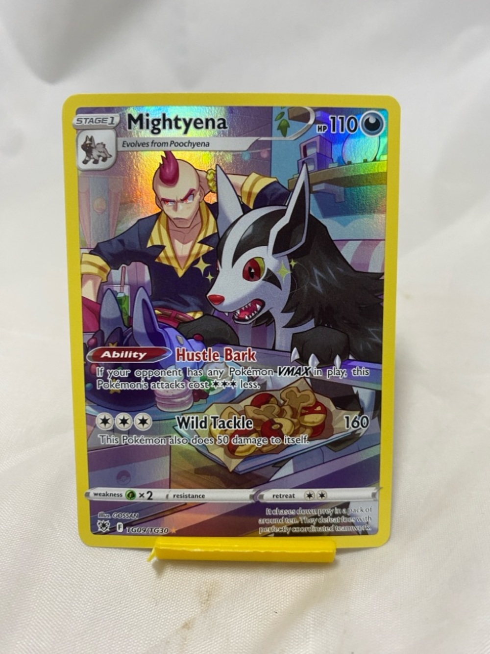 Mightyena Pokémon TCG Holographic Card - Black & Gray Artwork